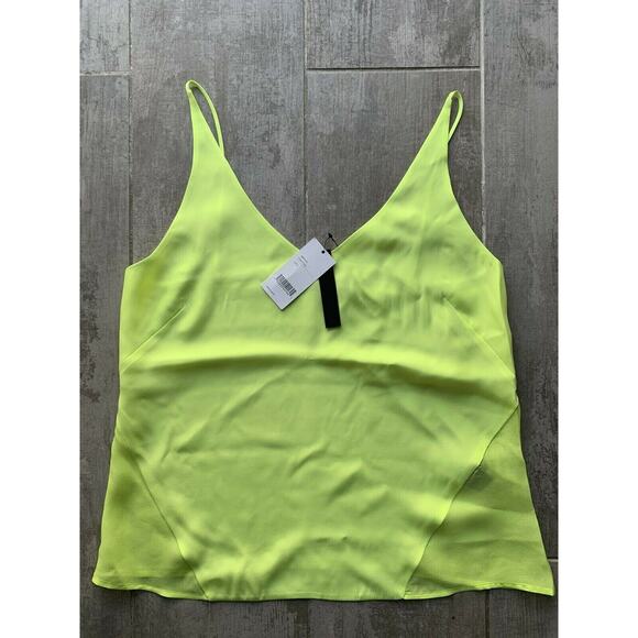 $148 J BRAND Lucy Silk Cami Tank Top SOLD OUT Designer Neon Yellow FORSYTHIA M - Picture 12 of 12